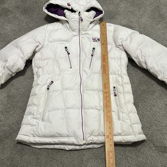 Mountain Hardware Women's Down Puffer 650 Down Jacket Recco White Pink Parka - Picture 6 of 12